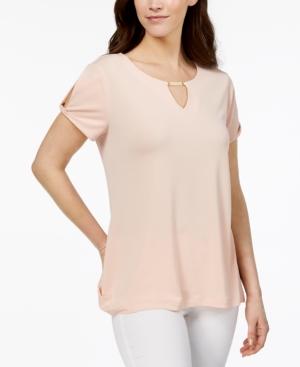 Jm Collection Twist-sleeve Keyhole Top, Created For Macy's