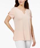 Jm Collection Twist-sleeve Keyhole Top, Created For Macy's