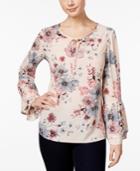 Style & Co. Floral-print Ruffle-sleeve Top, Only At Macy's