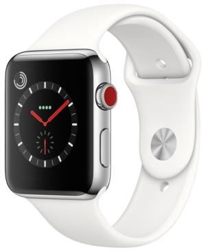 Apple Watch Series 3 (gps + Cellular), 42mm Stainless Steel Case With Soft White Sport Band