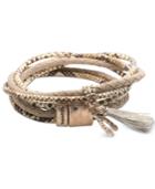 Lonna & Lilly Gold-tone Pave Wishbone & Tassel Magnetic Wrap Bracelet