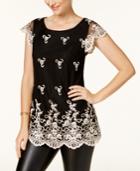 Charter Club Embroidered Mesh Tunic, Created For Macy's