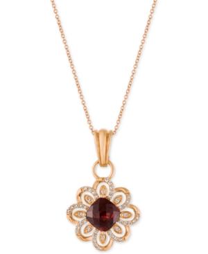 Le Vian Chocolatier Pomegranate Garnet (2-1/4 Ct. T.w.) And Diamond (1/4 Ct. T.w.) Pendant Necklace In 14k Rose Gold