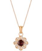 Le Vian Chocolatier Pomegranate Garnet (2-1/4 Ct. T.w.) And Diamond (1/4 Ct. T.w.) Pendant Necklace In 14k Rose Gold