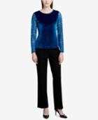 Calvin Klein Lace-sleeve Velvet Top