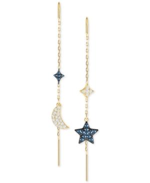 Swarovski Two-tone Crystal Moon & Star Mismatch Threader Earrings