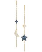 Swarovski Two-tone Crystal Moon & Star Mismatch Threader Earrings
