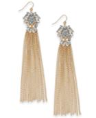 Thalia Sodi Gold-tone Crystal, Glitter & Chain Tassel Linear Drop Earrings, Created For Macy's