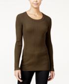 Pink Rose Juniors' Rib-knit Fine Gauge Sweater