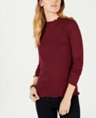 Hippie Rose Juniors' Rib-knit Lettuce-edged Top