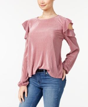 One Hart Juniors' Ruffled Cold-shoulder Blouse, Created For Macy's