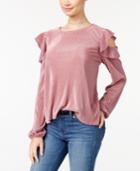 One Hart Juniors' Ruffled Cold-shoulder Blouse, Created For Macy's