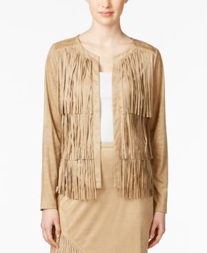 Kensie Fringed Faux-suede Blazer