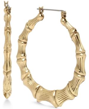 Betsey Johnson Gold-tone Bamboo-style Hoop Earrings