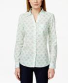 Style & Co. Petite Printed Button-down Blouse, Only At Macy's