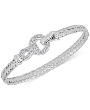 Diamond Horseshoe Braided Mesh Bangle Bracelet (1/4 Ct. T.w.) In Sterling Silver