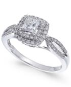 Diamond Princess Cut Halo Engagement Ring (3/4 Ct. T.w.) In 14k White Gold