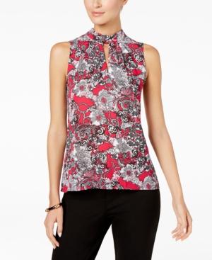 Nine West Printed Crepe Keyhole Shell