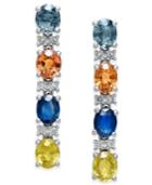 Multi-sapphire (4 Ct. T.w.) And Diamond Accent Drop Earrings In 14k White Gold