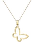 Open Butterfly Pendant Necklace In 10k Gold
