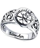 Unwritten Wander Compass Ring In Sterling Silver