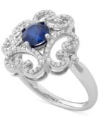 Sapphire (1 Ct. T.w.) And Diamond (1/4 Ct. T.w.) Flower Ring In 14k White Gold