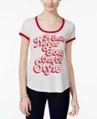 Belle Du Jour Juniors' Smile Graphic Ringer T-shirt
