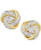 Diamond Love Knot Stud Earrings (1/4 Ct. T.w.) In 18k Gold-plated Sterling Silver