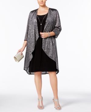 R & M Richards Plus Size Necklace Dress & Metallic Jacket