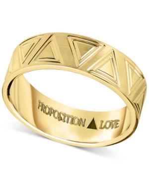 Proposition Love Men's Triangle-accent Wedding Band In 14k Gold