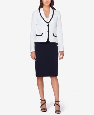 Tahari Asl Contrast-trim Skirt Suit