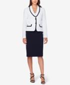 Tahari Asl Contrast-trim Skirt Suit
