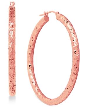 Large Crystal-cut Hoop Earrings In 14k Rose Gold