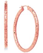 Large Crystal-cut Hoop Earrings In 14k Rose Gold