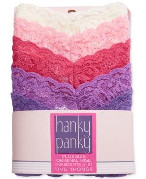 Hanky Panky Plus Size Signature Lace Original Rise Thong 5-pack Set 4811xf Women's Shoes