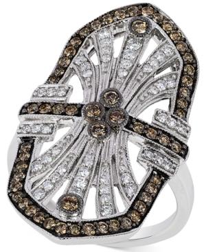 Le Vian Chocolatier Chocolate Deco Estate Diamond ( 9/10 Ct. T.w.) Ring In 14k White Gold