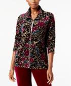 Karen Scott Printed Velour Jacket, Created For Macy's