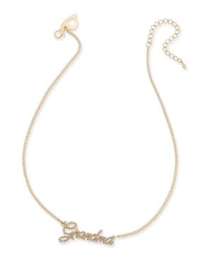 Thalia Sodi Gold-tone Pave Grandma Scripted Pendant Necklace, Only At Macy's