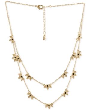 Rachel Rachel Roy Gold-tone Stone Leaf Double-row Station Necklace, 12-1/2 + 2 Extender