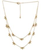 Rachel Rachel Roy Gold-tone Stone Leaf Double-row Station Necklace, 12-1/2 + 2 Extender