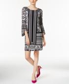 Inc International Concepts Petite Printed Bell-sleeve Shift Dress, Only At Macy's
