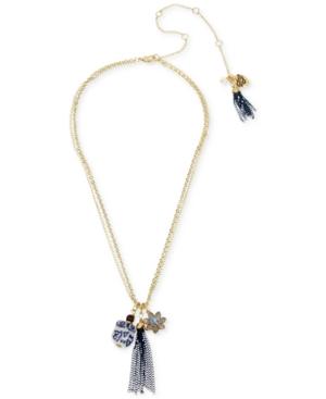 Betsey Johnson Gold-tone Owl Charm Pendant Necklace