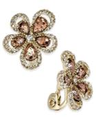 Anne Klein Gold-tone Flower Crystal Clip-on Earrings