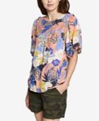Sanctuary Ginger Floral-print Bubble-sleeve Top