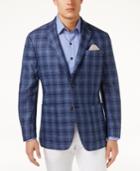 Tasso Elba Men's Classic-fit Textured Plaid Linen Sport Coat, Only At Macy's