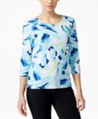 Jm Collection Petite Abstract-print Jacquard Top, Only At Macy's