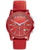 Ax Armani Exchange Unisex Chronograph Red Silicone Strap Watch 44mm Ax1328