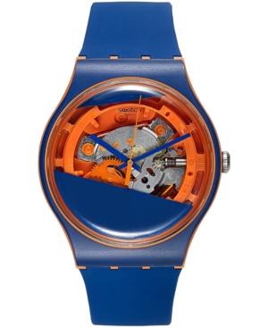 Swatch Unisex Swiss Myrtil-tech Blue & Orange Double-layered Silicone Strap Watch 41mm Suoo102
