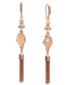 Inc International Concepts Rose Gold-tone Multi-stone Tassel Drop Earrings, Only At Macy's