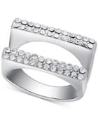 Guess Silver-tone Double Band Pave Statement Ring